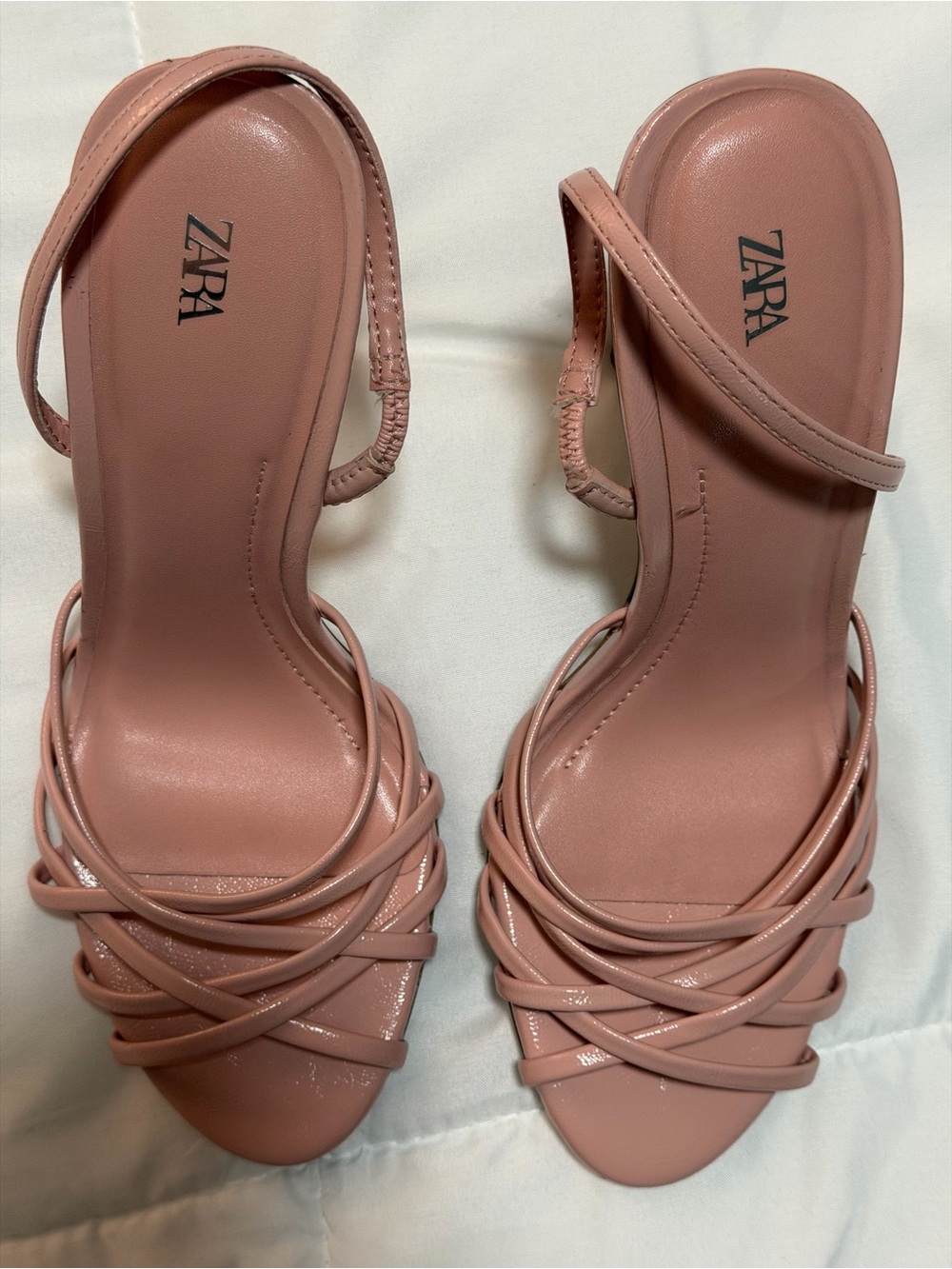 Zara Dusty Rose Multi-Strap Slingback Heels